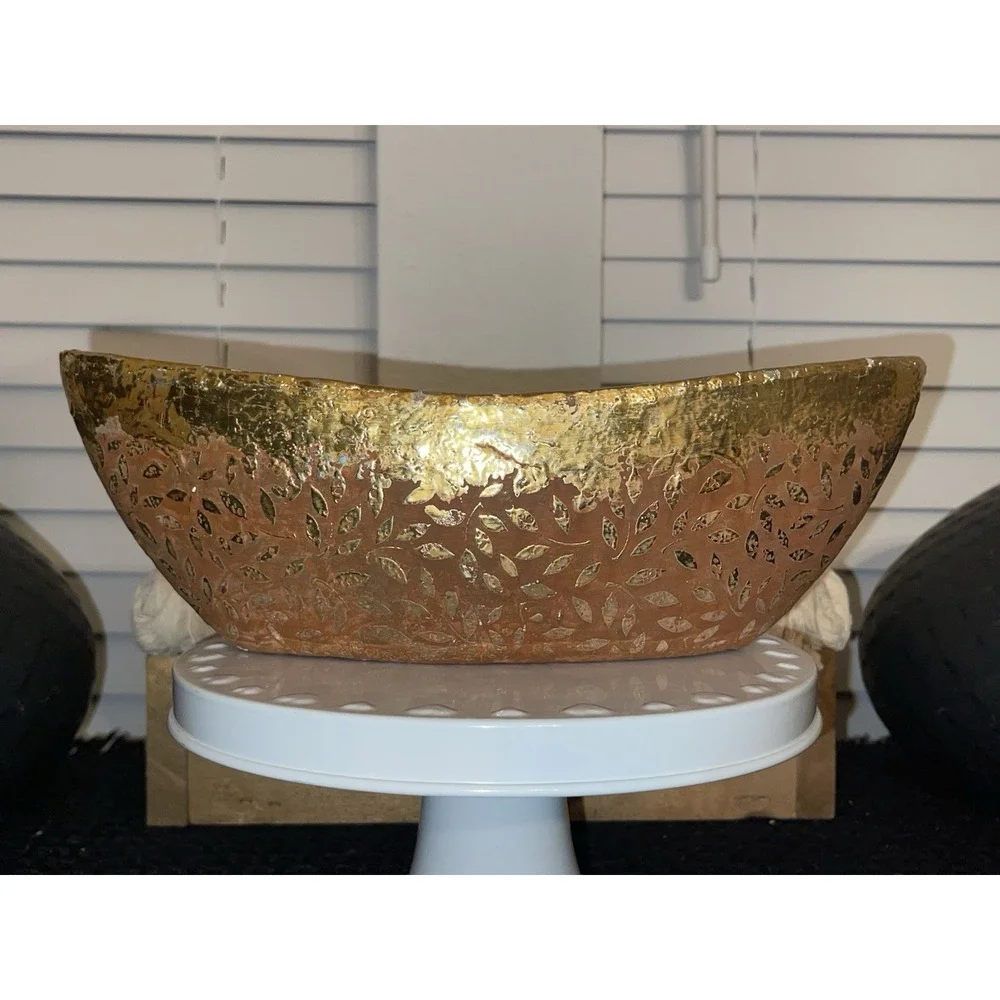 Anthropologie Studio Vine‎ Pot Gold Flake Design Plants Succulent Flower Pot